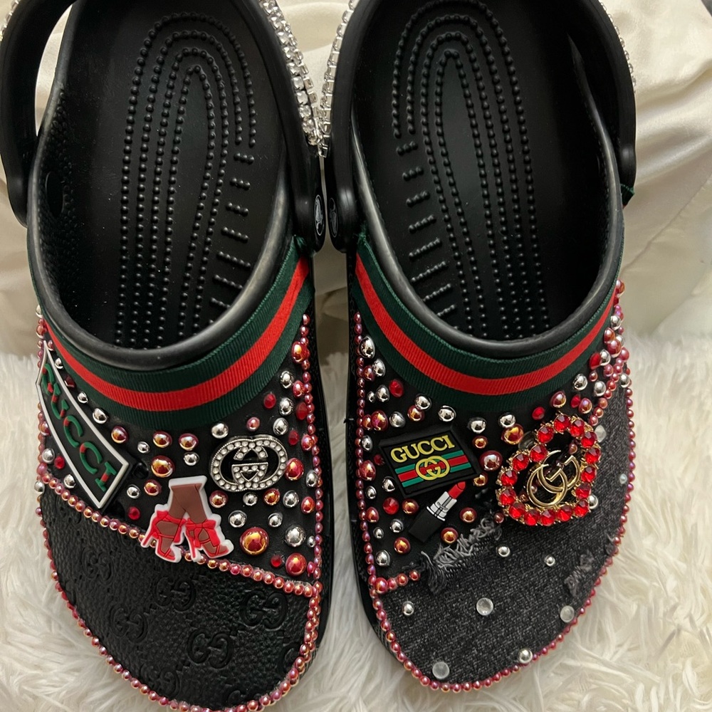 Blinged out Black Crocs